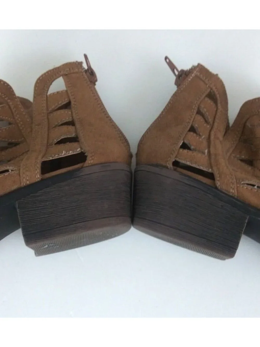 JG Women's Soft Faux Suede Back Zip Light Brown Ankle Boots Booties Size 7